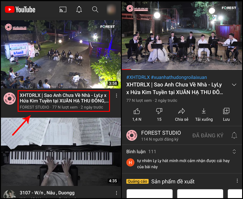Chọn video muốn xem